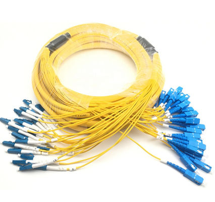 Dây vá sợi quang 1-3m Lc to Lc, Cáp đột phá áo khoác màu vàng Dây vá đơn giản